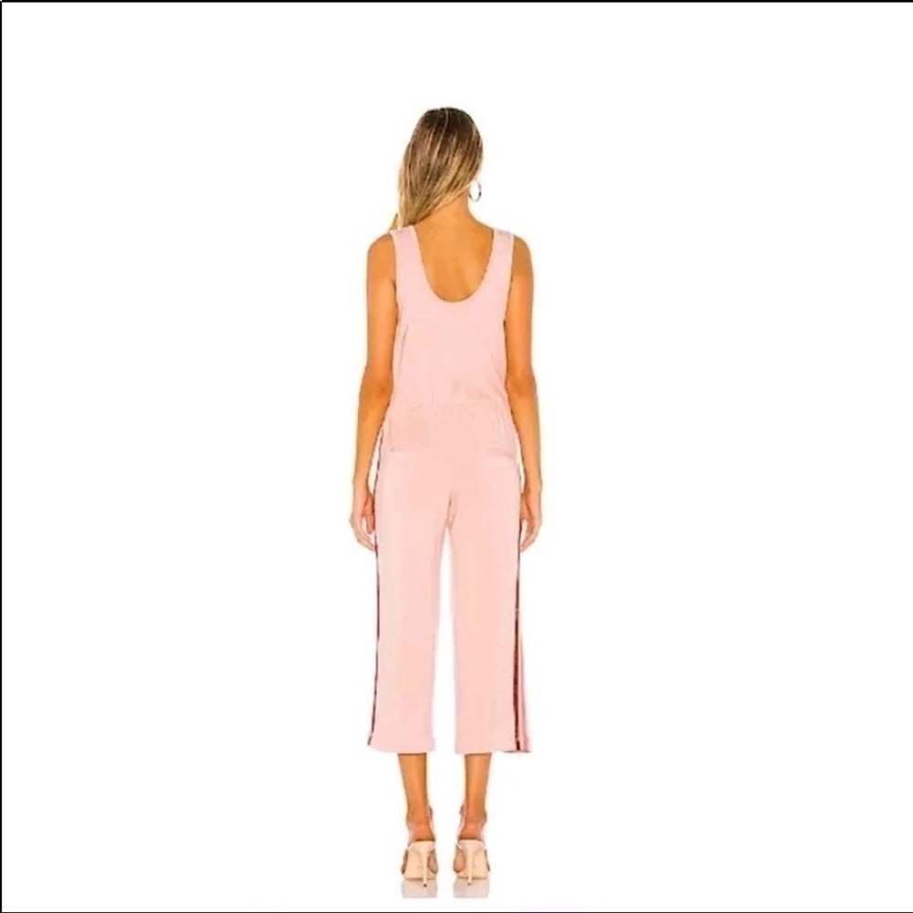 David Lerner x Revolve Pink Tie Waist Metallic Stripe Jumpsuit Size S - Picture 3 of 13